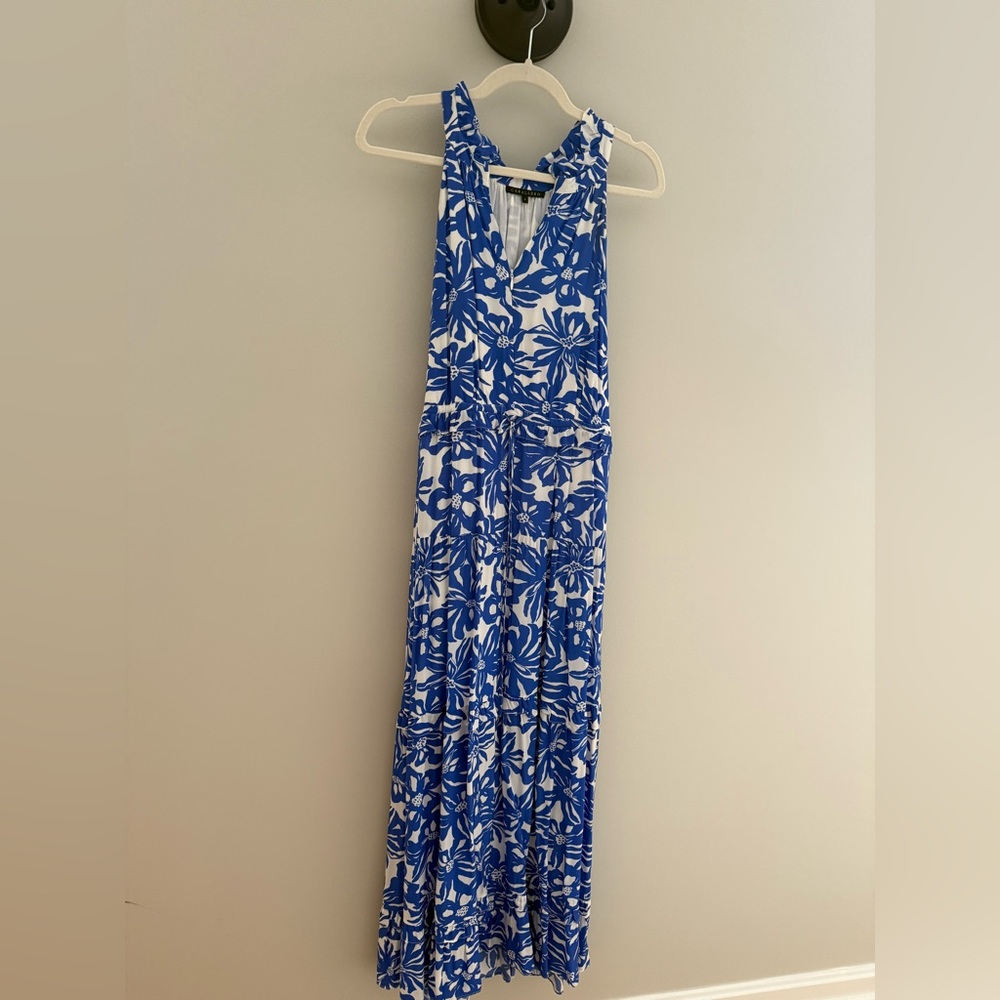 Cabalerro Blue & White Floral Maxi Dress
